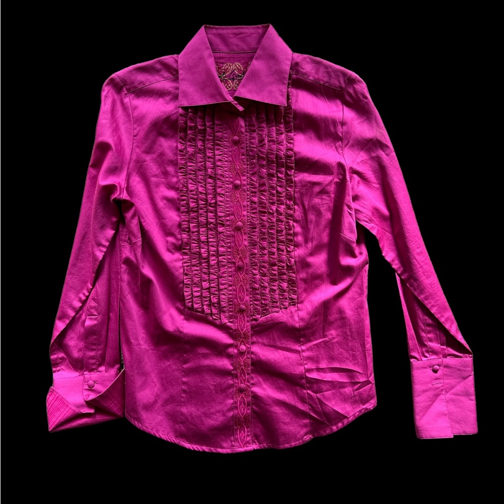 Robert Graham Ruffle Tuxedo Blouse